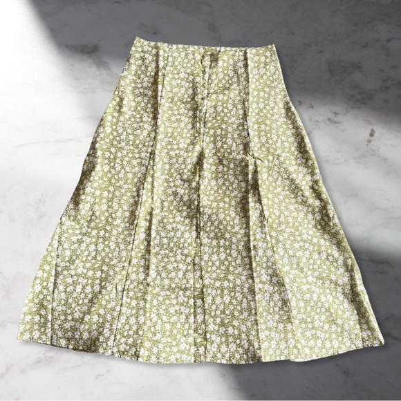 Rihoas The Floral Split Midi Skirt In Green And White Size L - Picture 5 of 11